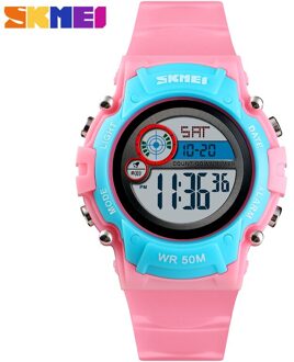 Skmei Kinderen Led Elektronische Horloge 50M Waterdichte Kids Digitale Horloge Chronograaf Countdown Sport Horloges Voor Boyer Meisjes roze blauw watch