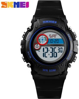 Skmei Kinderen Led Elektronische Horloge 50M Waterdichte Kids Digitale Horloge Chronograaf Countdown Sport Horloges Voor Boyer Meisjes zwart watch
