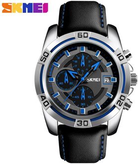SKMEI9156 Multifunctionele Water Mannen Business Casual Quartz Horloge Drie-Disc Horloge Met Kalender Paars