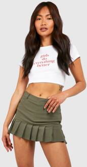 Skort Met Geplooide Zoom, Khaki - 34