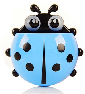 Sktn 1Pcs Lieveheersbeestje Dier Insect Tandenborstelhouder Tandpasta Muurbevestiging Stofzuiger Stand Container Opbergdoos blauw