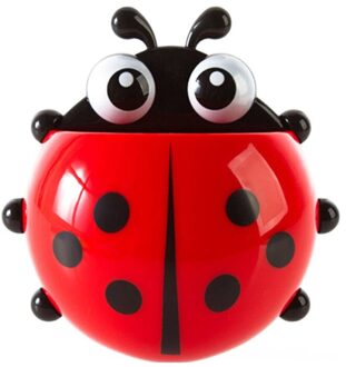 Sktn 1Pcs Lieveheersbeestje Dier Insect Tandenborstelhouder Tandpasta Muurbevestiging Stofzuiger Stand Container Opbergdoos rood