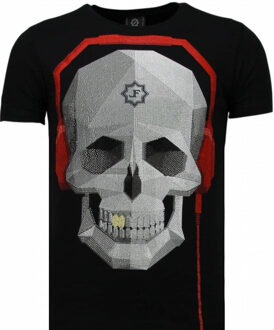 Skull Bring The Beat - Rhinestone T-shirt - Zwart - Maten: S