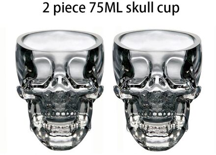Skull Head Shot Glass Set Dubbele Wand Glazen Wijn Vodka Handgemaakte Hittebestendige Thee Drinken Cups Whisky Mok Koffie Geïsoleerde cups 2stk 75ML