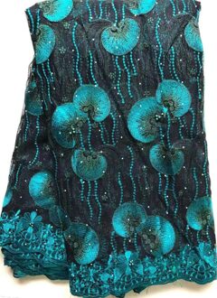 Sky Blue Afrikaanse Franse Netto Kant Stof Tulle Mesh Kant Bruids Nigeriaanse Trouwjurk Kant Voor Vrouw YLL8569 AS PIC1