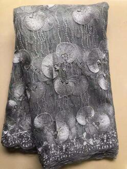 Sky Blue Afrikaanse Franse Netto Kant Stof Tulle Mesh Kant Bruids Nigeriaanse Trouwjurk Kant Voor Vrouw YLL8569 AS PIC3