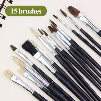 Skyists Art Multifunctionele 22/30 Gaten Canvas Pen Gordijn & 15Pcs Borstels Insert Pen Roll Up Bag/Case Potlood opbergtas 1508 15stk-Brushes