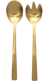 Sla bestek/couvert - 2 delig - goud - metaal - 21 cm - saladebestek/slacouvert