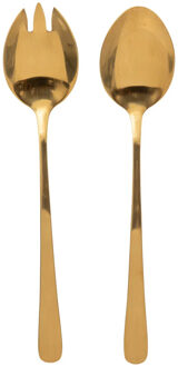 Sla bestek/couvert - 2 delig - goud - metaal - 24 cm - saladebestek/slacouvert