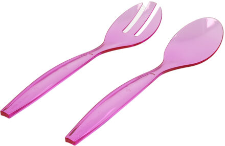 Sla bestek - couvert setje - paars - kunststof - 29 cm - Opscheplepels