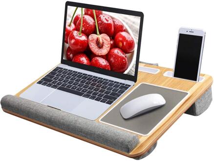 Slaapbank Lapdesk Met Tablet En Telefoon Houder Ingebouwde Muismat & Pols Pad Past Tot 17 Inches laptop Voor Macbook Wood Grain