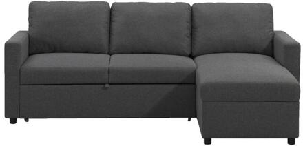 Slaapbank Turijn Met Opbergruimte - Antraciet - 82x215x145 Cm - Stof - Grijs