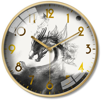 Slaapkamer Mute Circulaire Persoonlijkheid Horloge Licht Luxe Opknoping Horloge Inkt Schilderij Set Klok Chinese Stijl Modern Timer TJ045