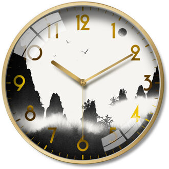 Slaapkamer Mute Circulaire Persoonlijkheid Horloge Licht Luxe Opknoping Horloge Inkt Schilderij Set Klok Chinese Stijl Modern Timer TJ046