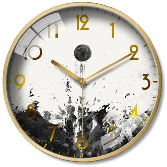Slaapkamer Mute Circulaire Persoonlijkheid Horloge Licht Luxe Opknoping Horloge Inkt Schilderij Set Klok Chinese Stijl Modern Timer TJ048
