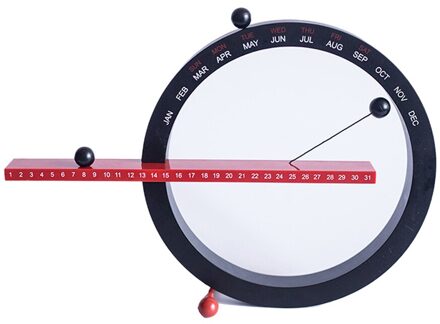 Slaapkamer Woonkamer Magnetische Desktop Kalender Kantoor Wandklok Ambachten Ornamenten Indoor Perpetual Woondecoratie zwart en rood