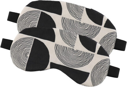 Slaapmasker Fluweel - 2x - zwart/wit - oogmasker - voor onderweg en thuis