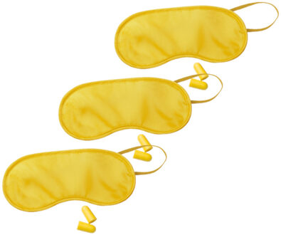 Slaapmasker met oordoppen - 10x - Geel - Verduisterend travel masker
