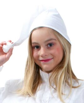 Slaapmuts voor kinderen - 4x stuks - wit - slapen of verkleden