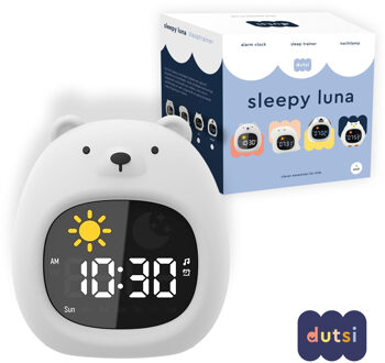 Slaaptrainer Kinderen - Sleepy Luna - Beer - Met Wekker, Witte Ruis & Nachtlampje - Helpt bij een Gezond Slaapritme