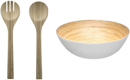 Slakom/schaal met slacouvert - Bamboe - D25 cm