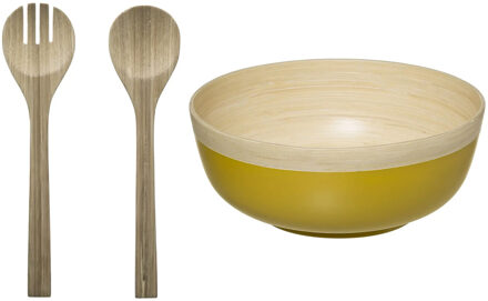 Slakom/schaal met slacouvert - Bamboe - D30 cm