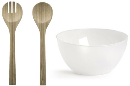 Slakom/schaal met transparant slacouvert - Kunststof - D25 cm