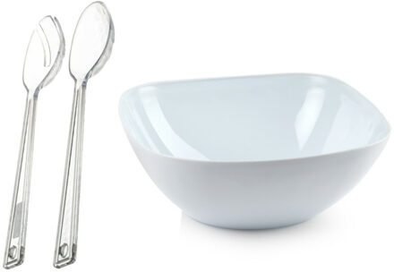 Slakom/schaal met transparant slacouvert - Kunststof - D28 cm