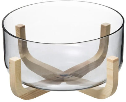 Slakom/serveer schaal- Glas/hout - D24 x 12 cm
