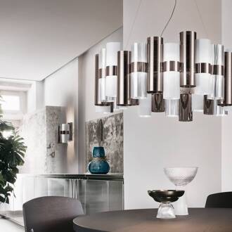 Slamp La Lollo L LED hanglamp, Ø80cm, tin-wit tin, wit, transparant