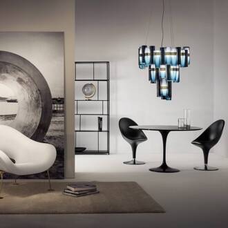 Slamp La Lollo XL LED hanglamp, Ø80cm, gradiënt blauw, paars, grijs