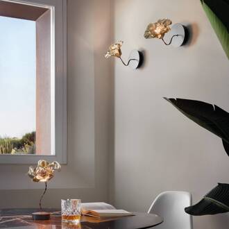 Slamp Lafleur LED wandlamp, Velvet zwart, goud, koper