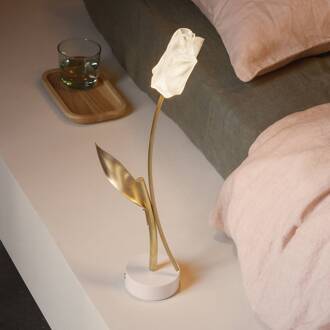 Slamp LED tafellamp Tulip, witte voet goud, wit