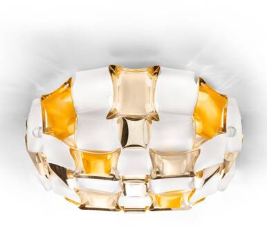 Slamp Mida plafondlamp, Ø 67 cm, amber/wit amber, wit