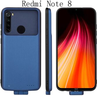 Slanke Acculader Case Voor Xiaomi Redmi Note 8 Terug clip batterij Case ForRedmi Note 8 Pro shockproof Extended power bank Case Redmi Note 8-blauw