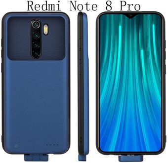 Slanke Acculader Case Voor Xiaomi Redmi Note 8 Terug clip batterij Case ForRedmi Note 8 Pro shockproof Extended power bank Case Redmi Note8Pro-blauw