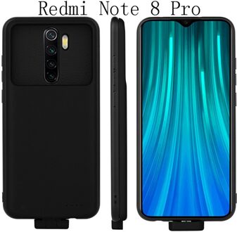 Slanke Acculader Case Voor Xiaomi Redmi Note 8 Terug clip batterij Case ForRedmi Note 8 Pro shockproof Extended power bank Case Redmi Note8Pro-zwart