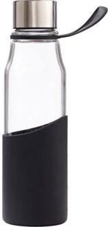Slanke glazen waterfles 550ml Zwart - One size