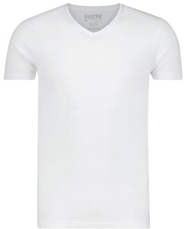 Slater 10+10 tencel 2-pack t-shirt v-neck - maat L Wit