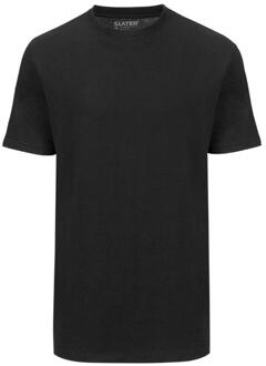 Slater 2520 - 2-pack Heren T-shirt Hoge Ronde Hals Zwart Basic - L