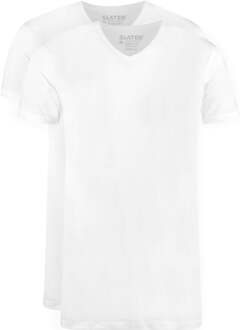 Slater 3500 - Basic 2-pack T-shirt V-hals Wit - 3XL