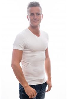 Slater 6600 - 2-pack Heren T-shirt V-Hals Wit Stretch - S