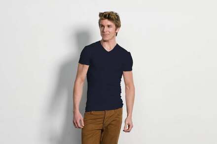 Slater 6610 - 2-pack Heren T-shirt V-Hals Navy Stretch - L