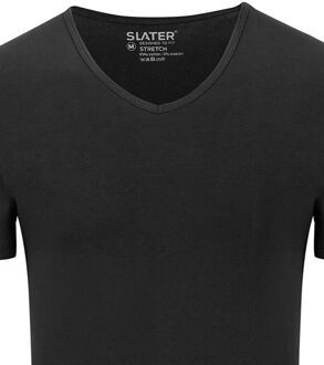 Slater 6620 - 2-pack Heren T-shirt V-Hals Zwart Stretch - S