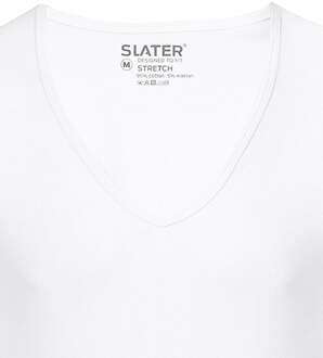 Slater 6700 - 2-pack Heren T-shirt Diepe V-Hals Stretch Wit - M