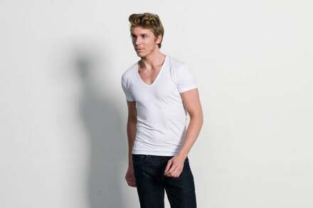 Slater 6700 - 2-pack Heren T-shirt Diepe V-Hals Stretch Wit - S