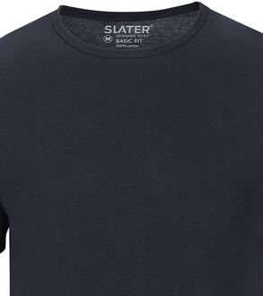 Slater 7510 - 2-pack Heren T-shirt Ronde Hals Navy Basic Fit - M