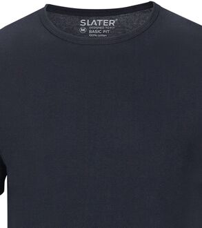 Slater 7510 - 2-pack Heren T-shirt Ronde Hals Navy Basic Fit - S