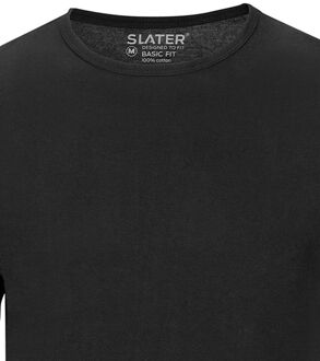 Slater 7520 - 2-pack Heren T-shirt Ronde Hals Zwart Basic Fit - M