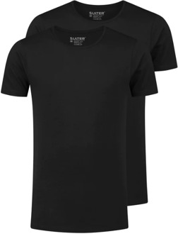 Slater T-shirt 2Pack Ronde Hals Basic Fit Extra Long Fit   M Zwart